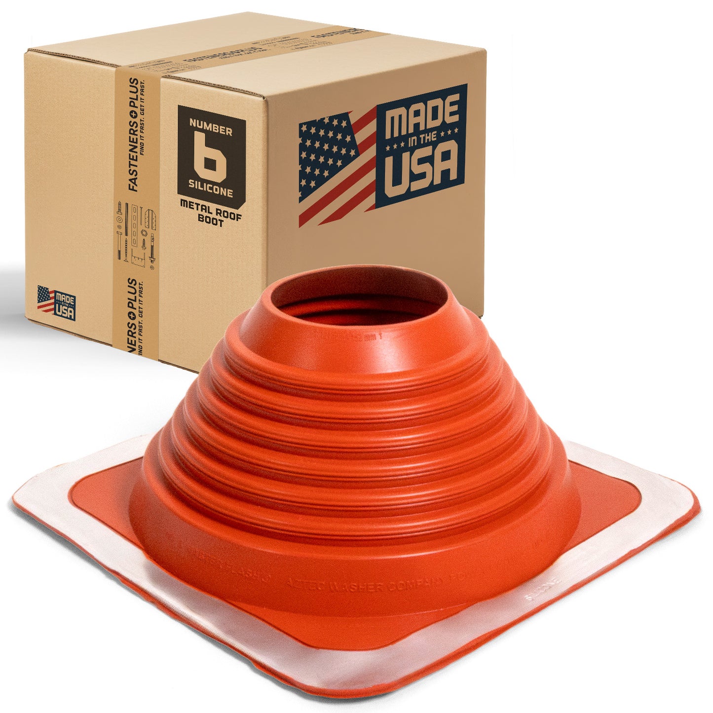 #6 Roofjack Square Silicone Pipe Flashing Boot for Metal Roof, Red