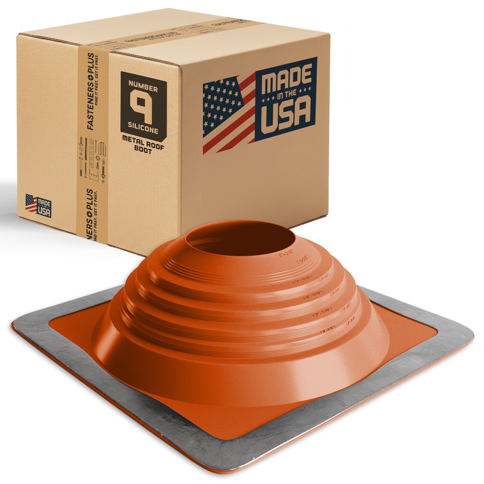 #9 Roofjack Square Silicone Pipe Flashing Boot for Metal Roof, Red