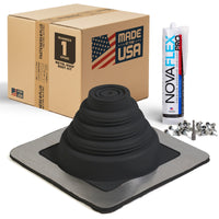 #1 Square EPDM Metal Roof Pipe Boot w/Install Kit, Black
