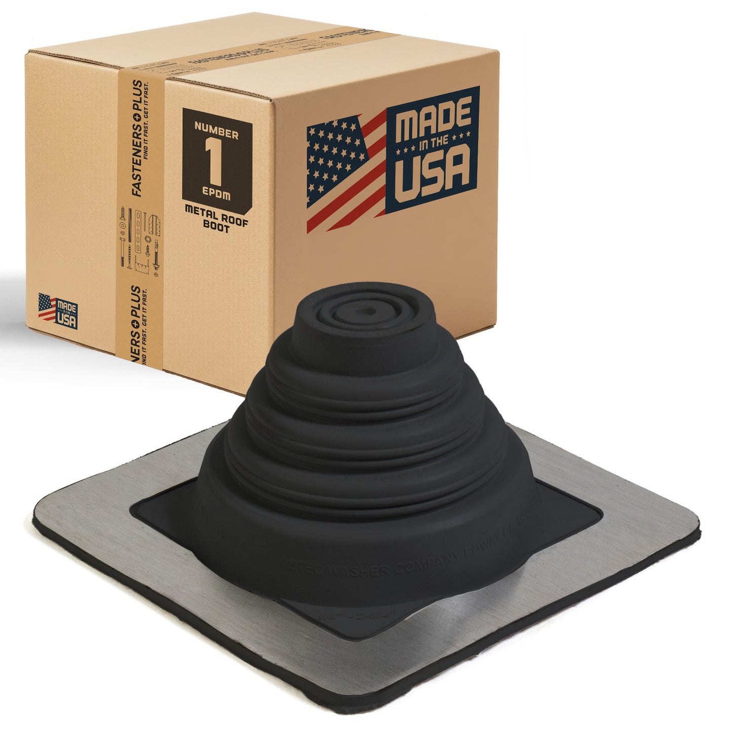 #1 Roofjack Square EPDM Pipe Flashing Boot for Metal Roof, Black