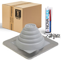 #1 Square EPDM Metal Roof Pipe Boot w/Install Kit, Gray