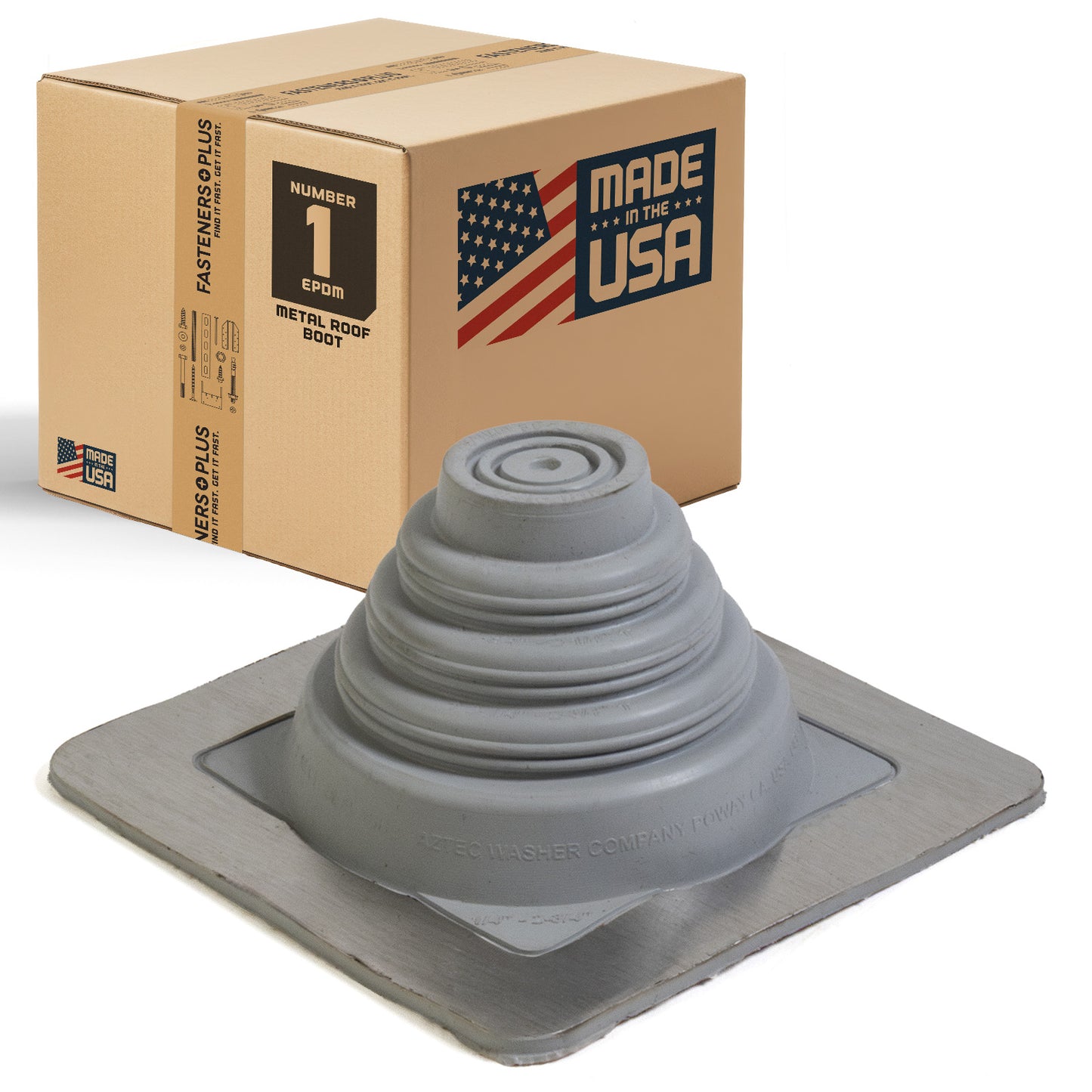 #1 Roofjack Square EPDM Pipe Flashing Boot for Metal Roof, Gray
