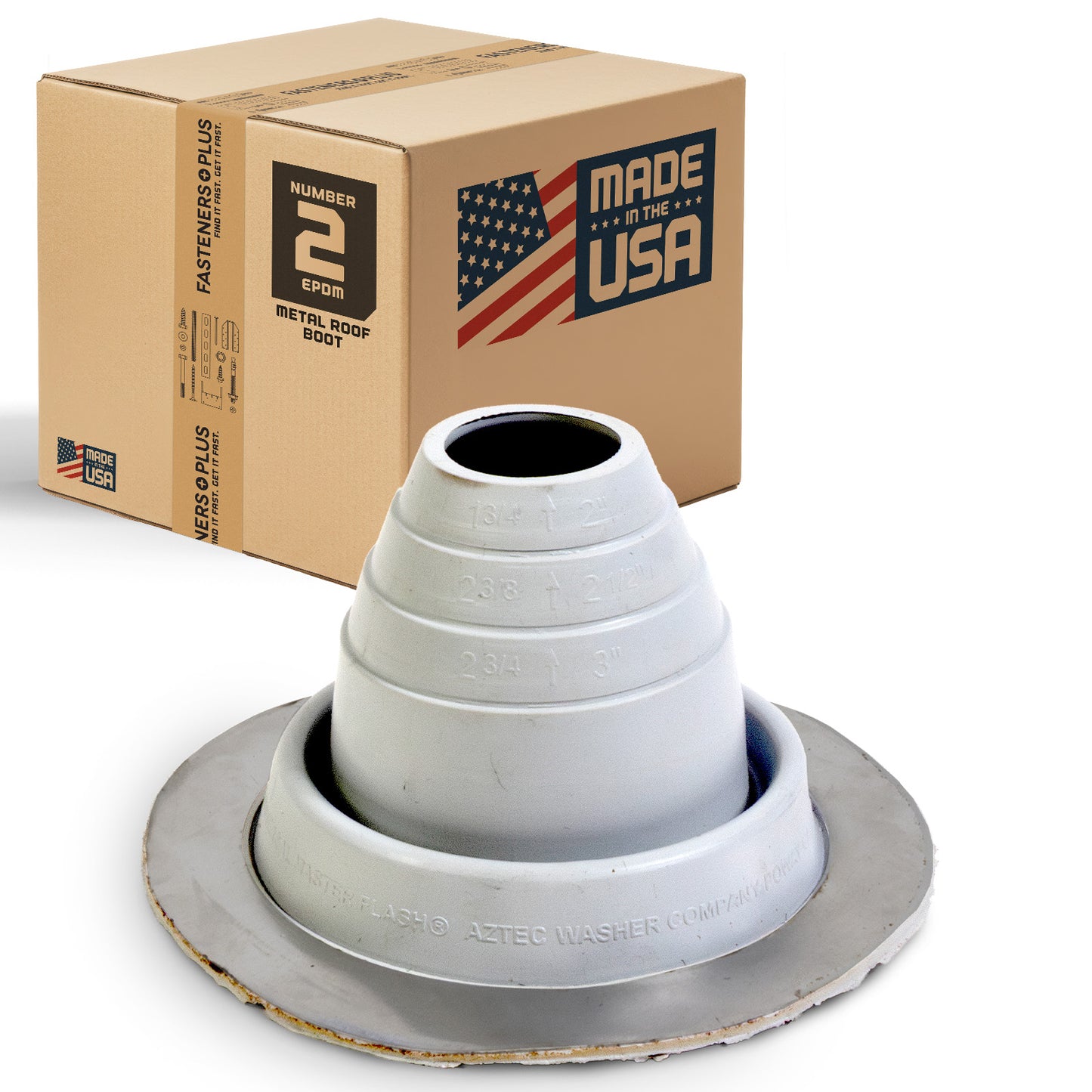 #2 Roofjack Round EPDM Pipe Flashing Boot for Metal Roof, White