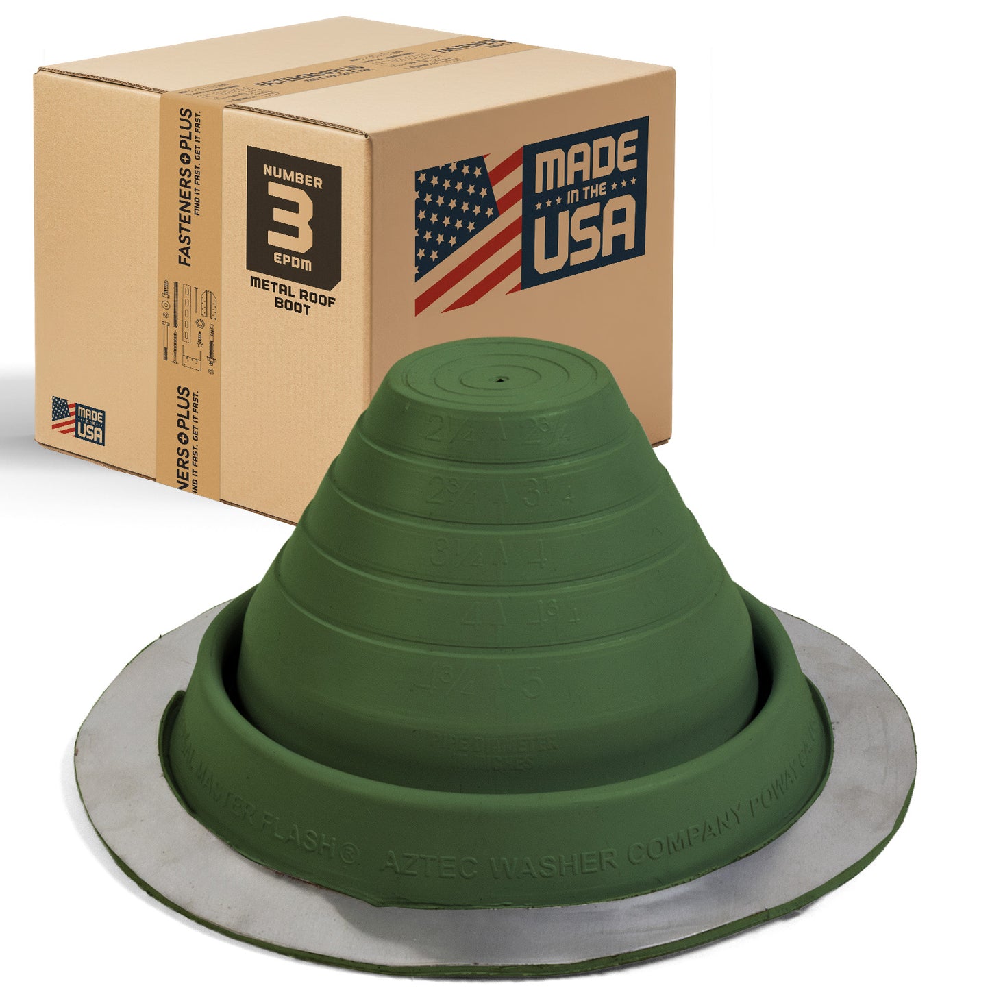 #3 Roofjack Round EPDM Pipe Flashing Boot for Metal Roof, Dark Green
