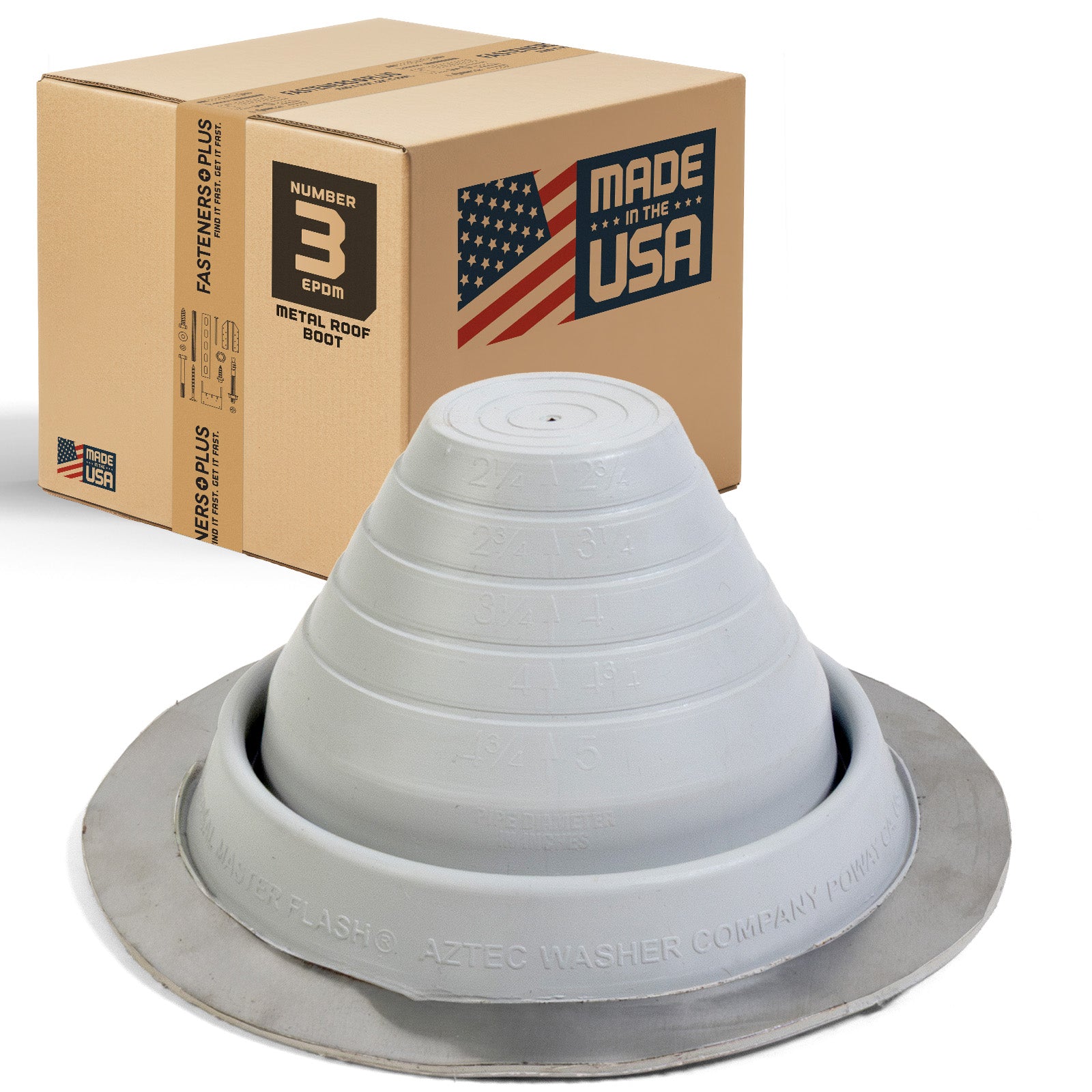 #3 Roofjack Round EPDM Pipe Flashing Boot for Metal Roof, White