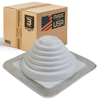 #3 Roofjack Square EPDM Pipe Flashing Boot for Metal Roof, White

