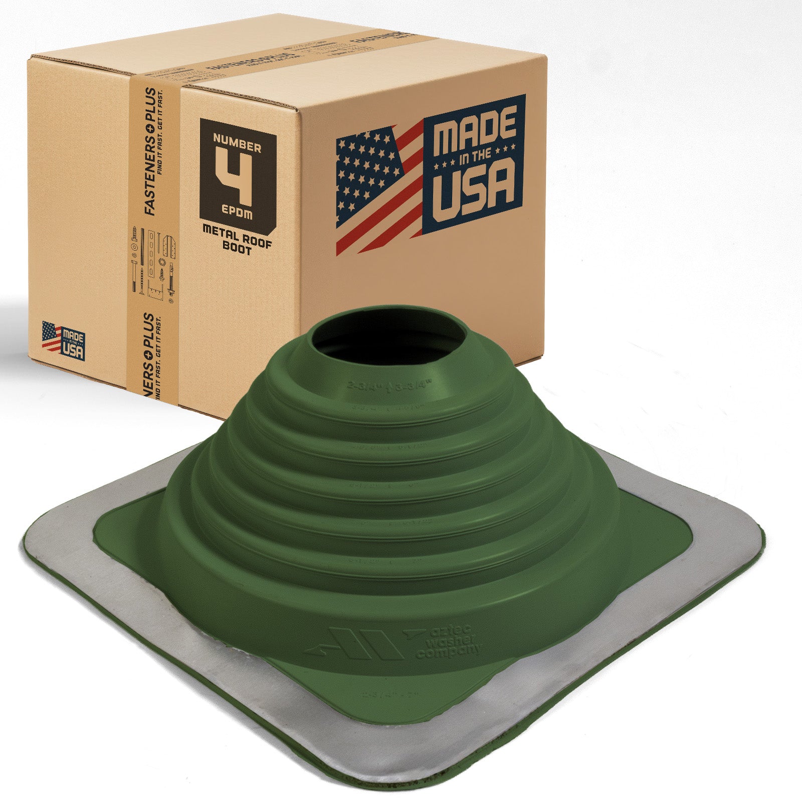#4 Roofjack Square EPDM Pipe Flashing Boot for Metal Roof, Dark Green