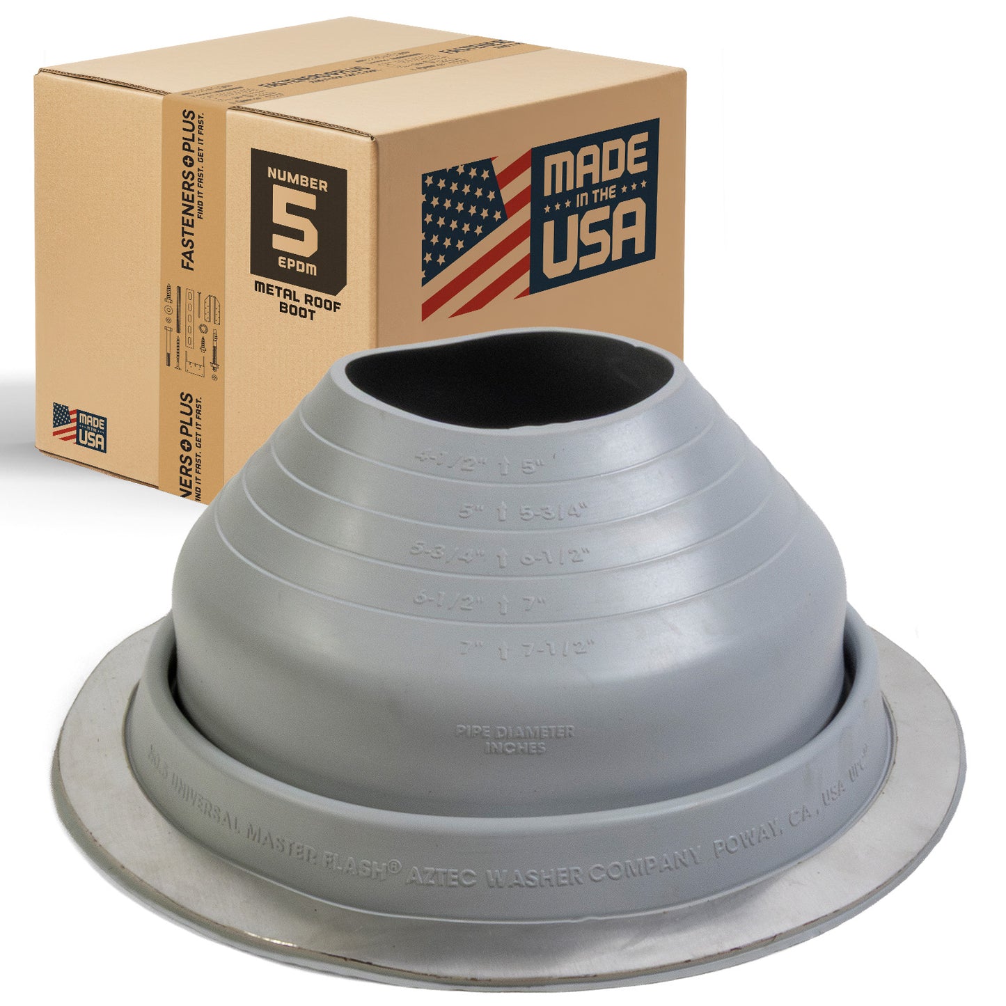 #5 Roofjack Round EPDM Pipe Flashing Boot for Metal Roof, Gray
