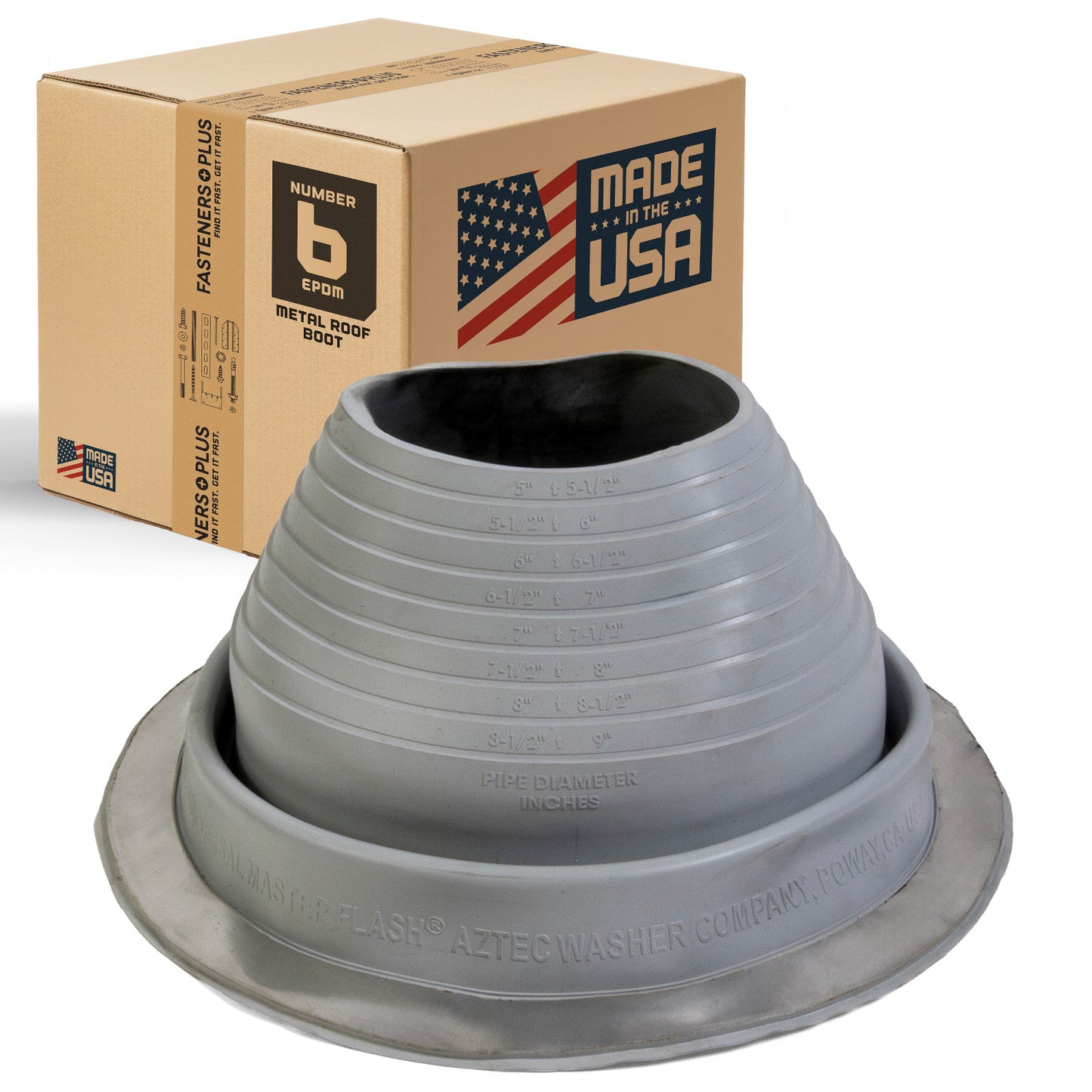 #6 Roofjack Round EPDM Pipe Flashing Boot for Metal Roof, Gray