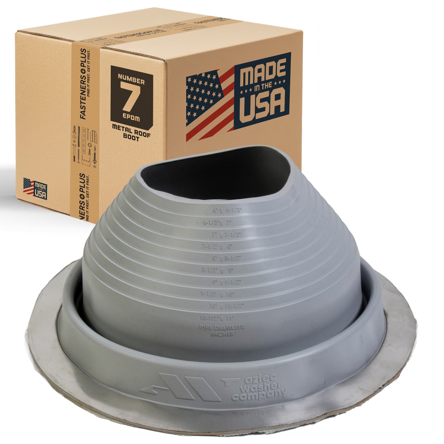 #7 Roofjack Round EPDM Pipe Flashing Boot for Metal Roof, Gray