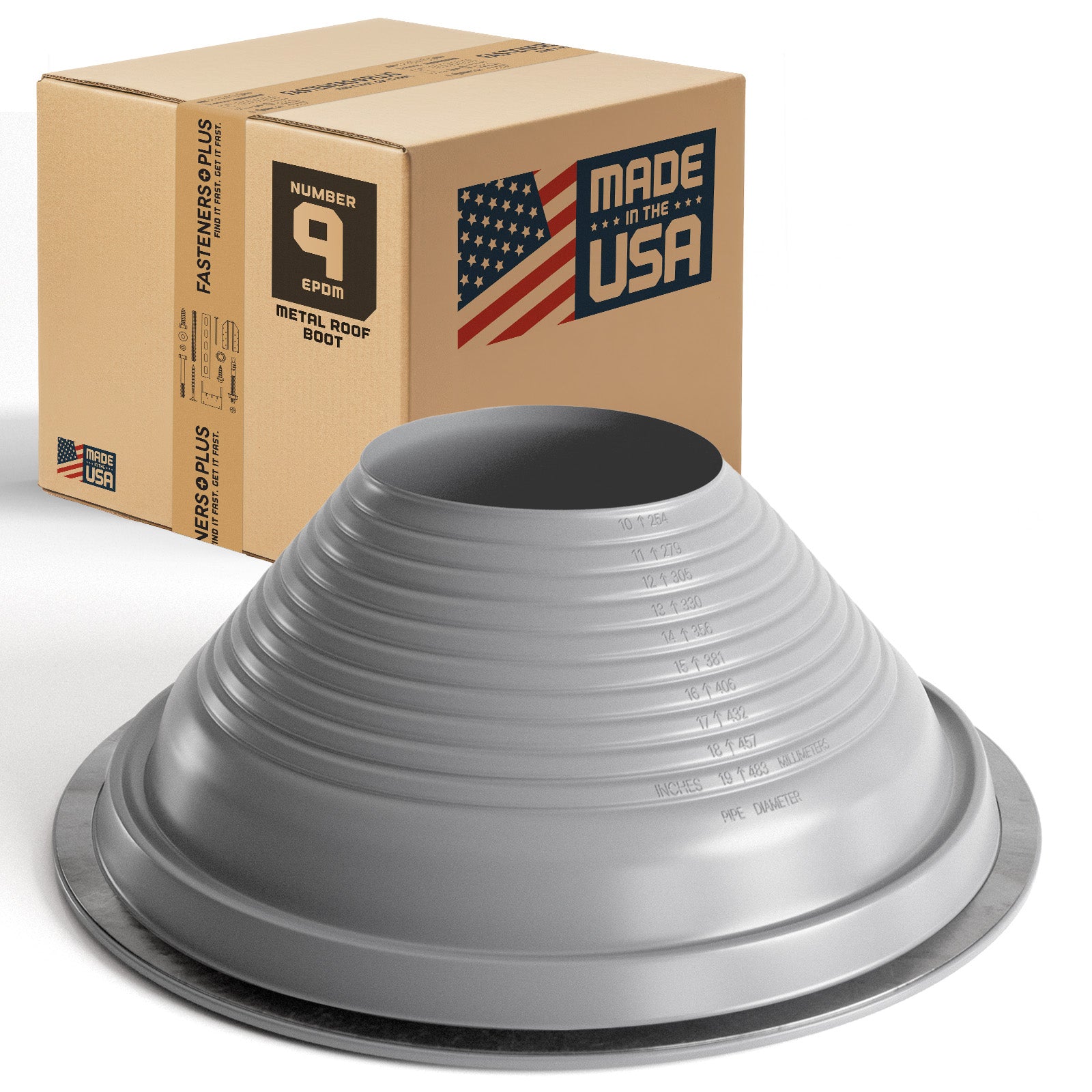 #9 Roofjack Round EPDM Pipe Flashing Boot for Metal Roof, Gray