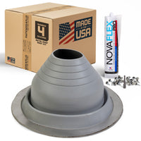 #4 Round Hi-Temp Silicone Metal Roof Boot w/Install Kit, Gray
