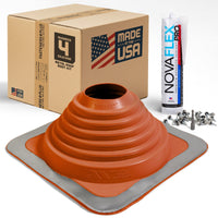 #4 Square Hi-Temp Silicone Metal Roof Boot w/Install Kit, Red