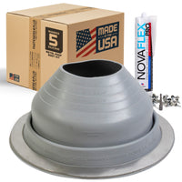 #5 Round Hi-Temp Silicone Metal Roof Boot w/Install Kit, Gray