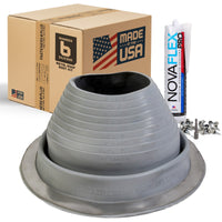 #6 Round Hi-Temp Silicone Metal Roof Boot w/Install Kit, Gray