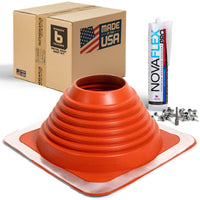 #6 Square Hi-Temp Silicone Metal Roof Boot w/Install Kit, Red