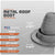 Metal roof boot with specifications on a gray background