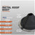 Metal roof boot with specifications on a gray background