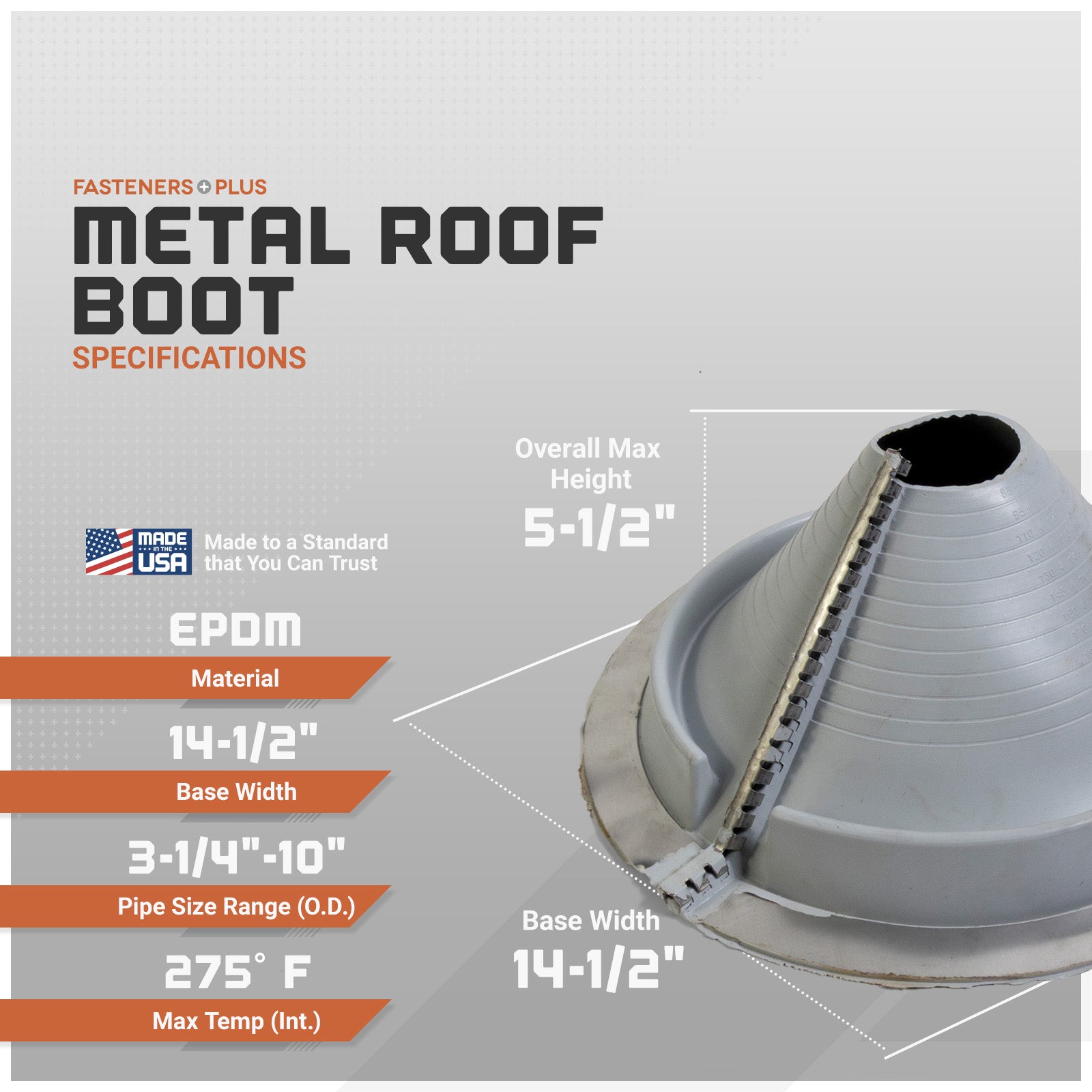 metal roof boot specifications