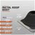 Metal roof boot with specifications on a gray background