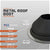 Metal roof boot with specifications on a gray background