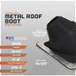Metal roof boot with specifications on a gray background