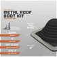 Metal roof boot kit with specifications on a gray background