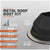Metal roof boot kit with specifications on a gray background