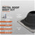 Metal roof boot kit with specifications on a gray background