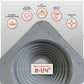 Gray metal roof boot with circular cutout design, featuring feature callout icons and text including 'Max Cutout Size 8-1/4"'.