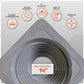A gray roof bots shown on a light gray background with feature callouts and icons. The panel has a circular cutout center and a white label reading 'Max Cutout Size 14"'.