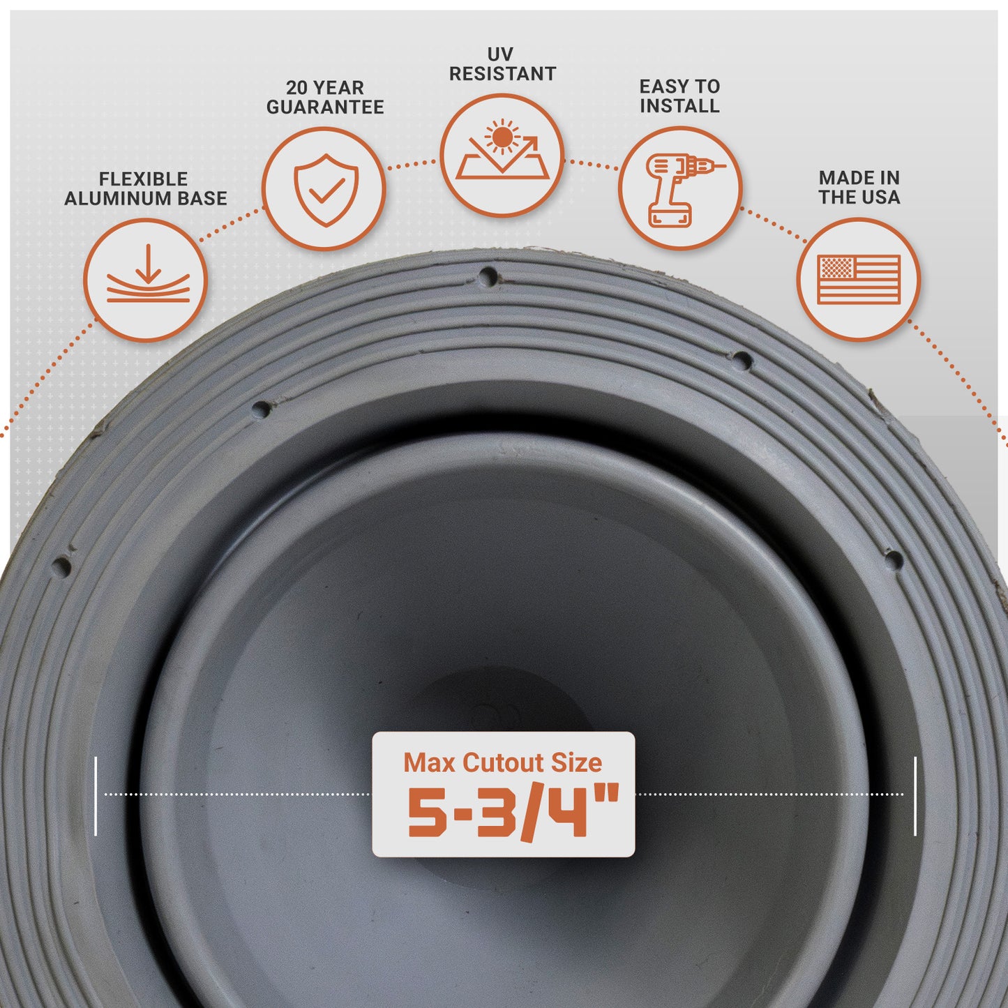gray metal roof boot features