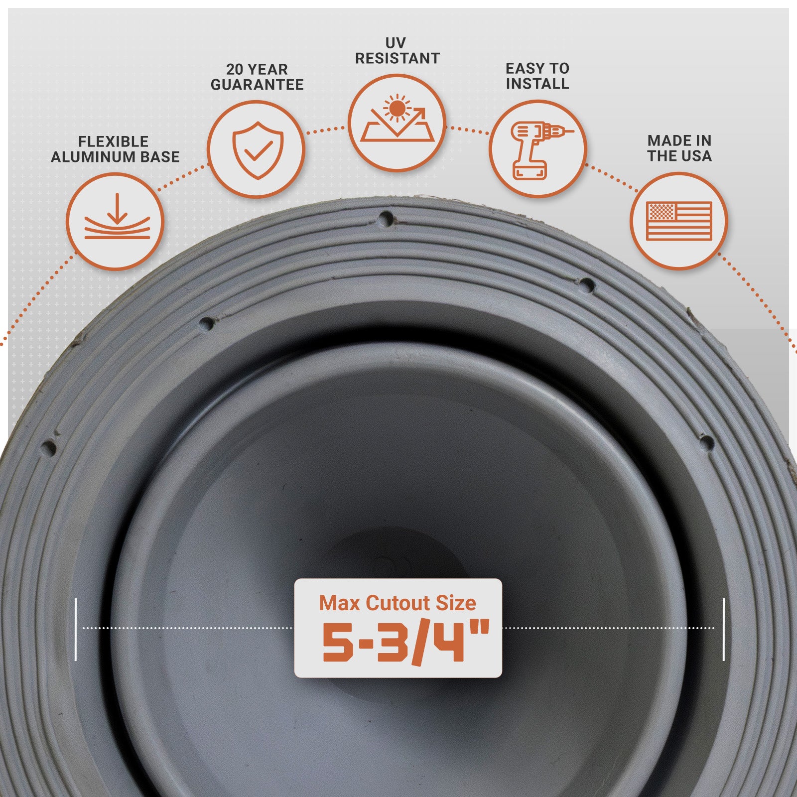 gray metal roof boot features