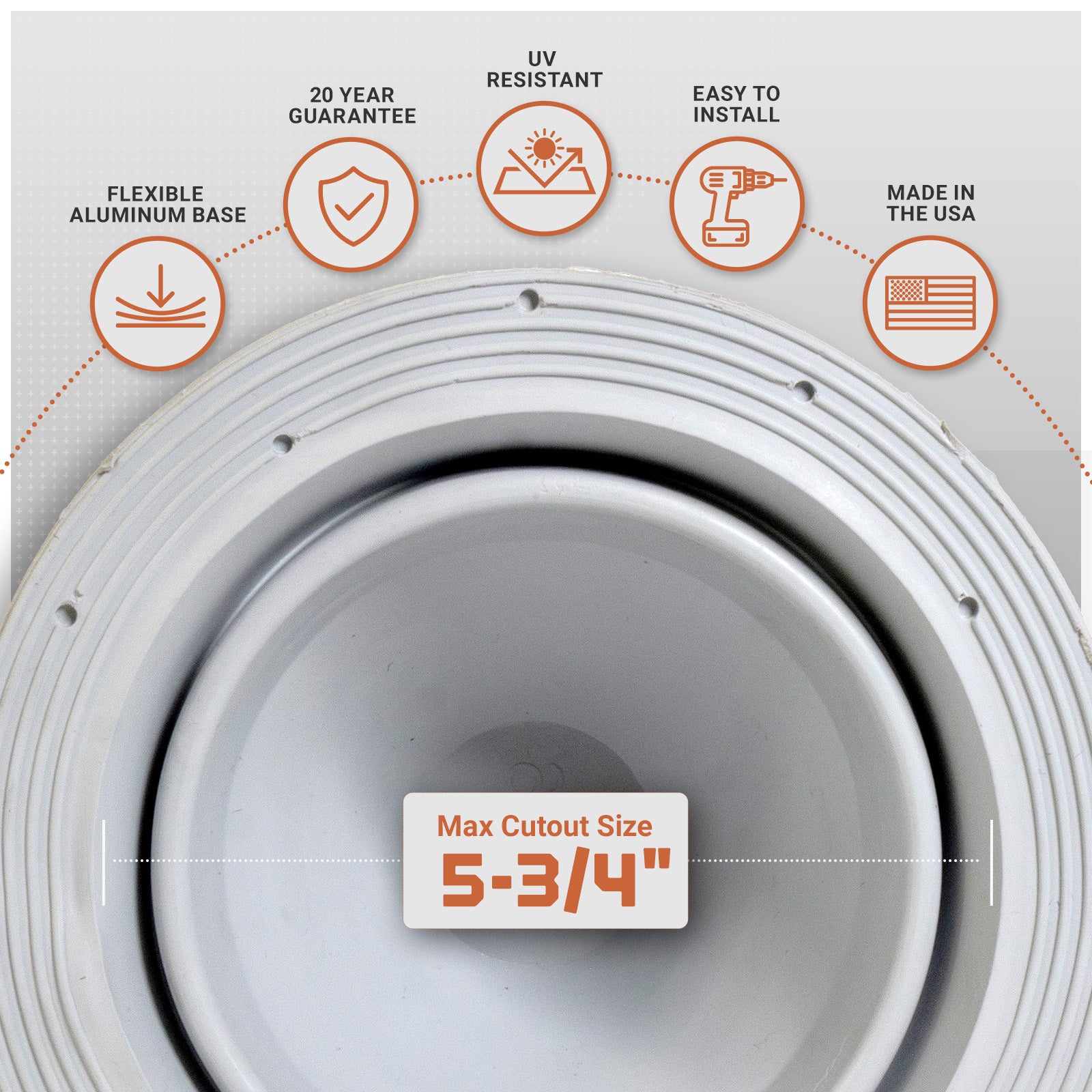 metal roof boot with features listed on a white background