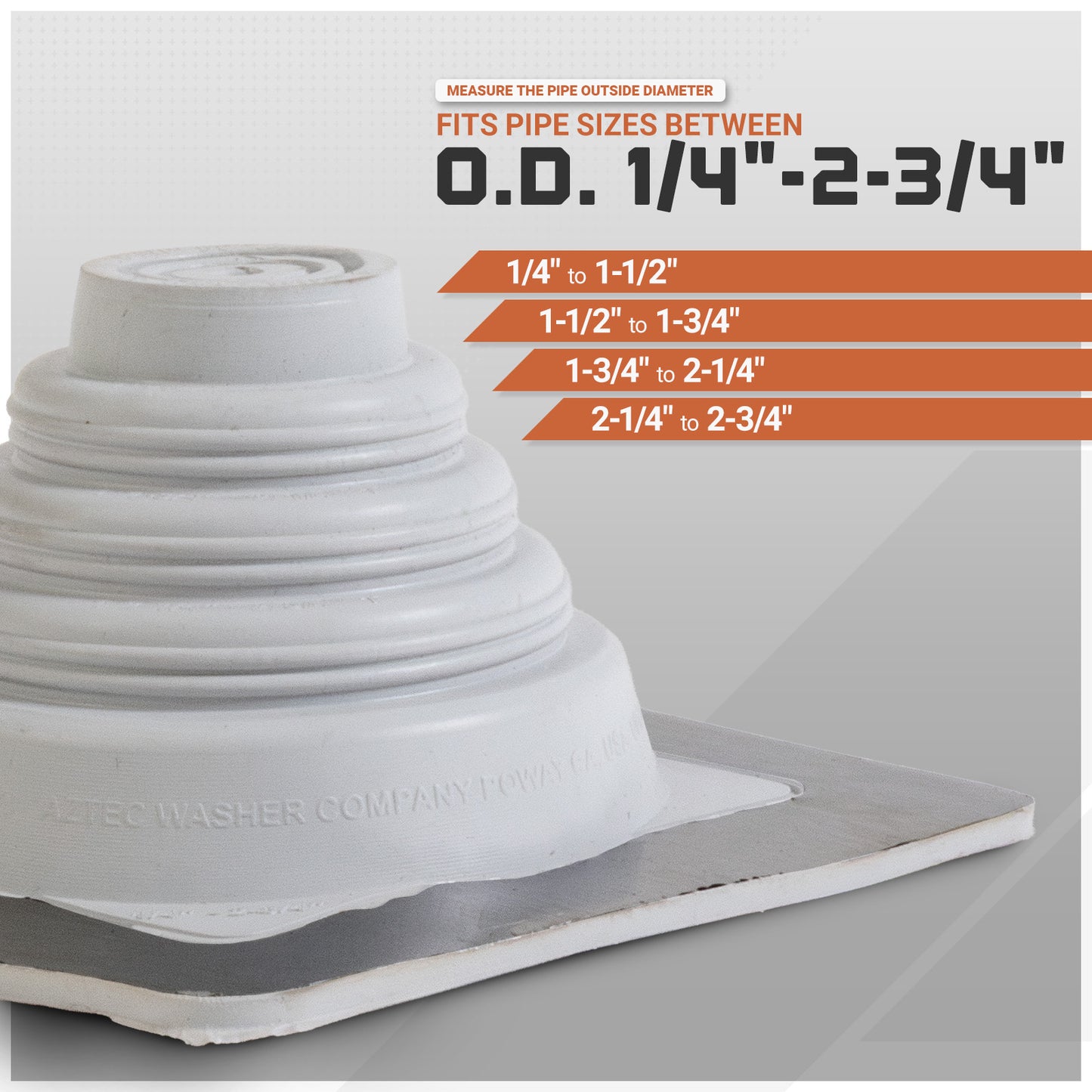 #1 Roofjack Square EPDM Pipe Flashing Boot for Metal Roof, White