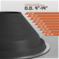 Metal roof boot and pipe size measurement chart on a gray background