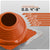Orange pipe fitting with measurement chart on a gray background