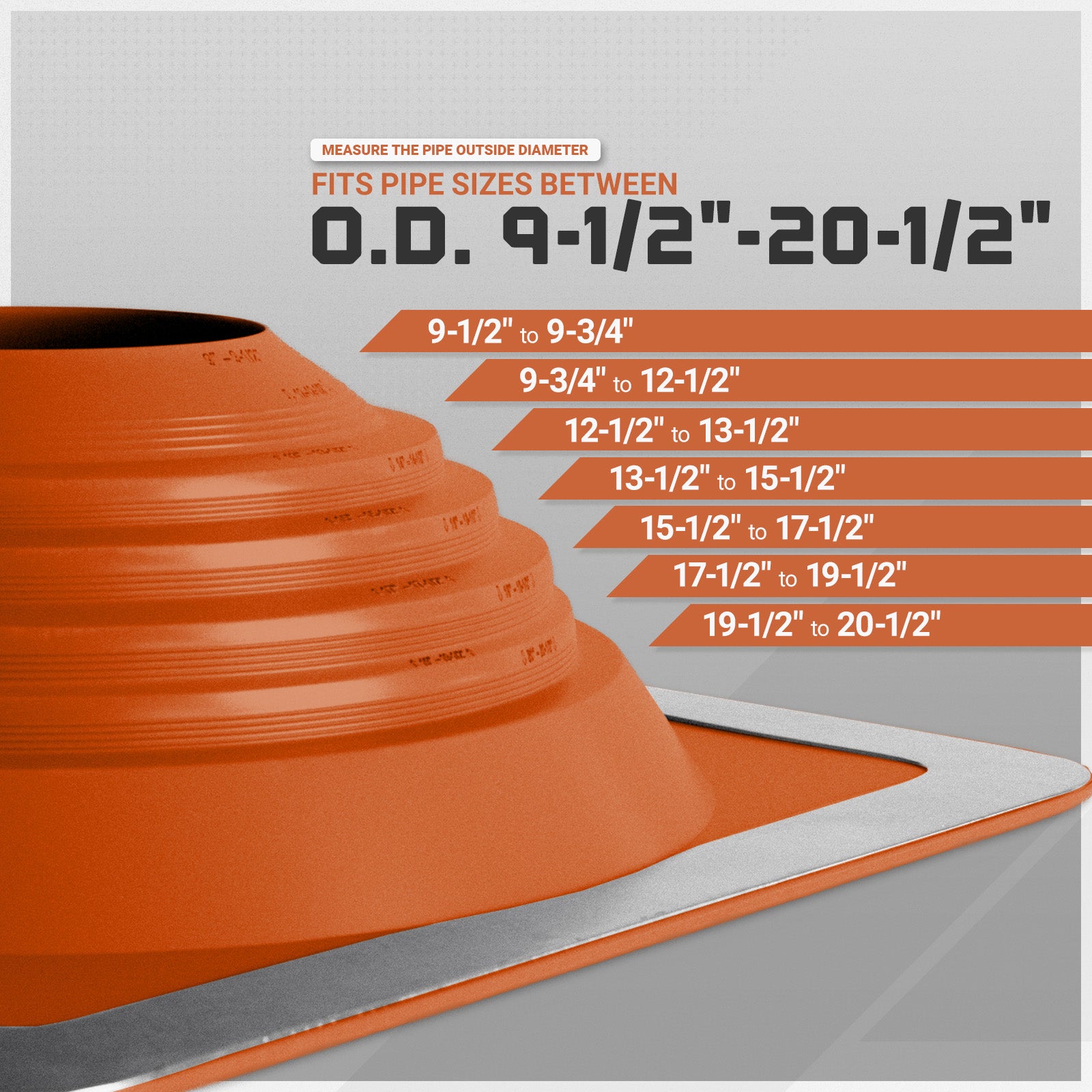 9 Roofjack Square Silicone Pipe Flashing Boot for Metal Roof, Red