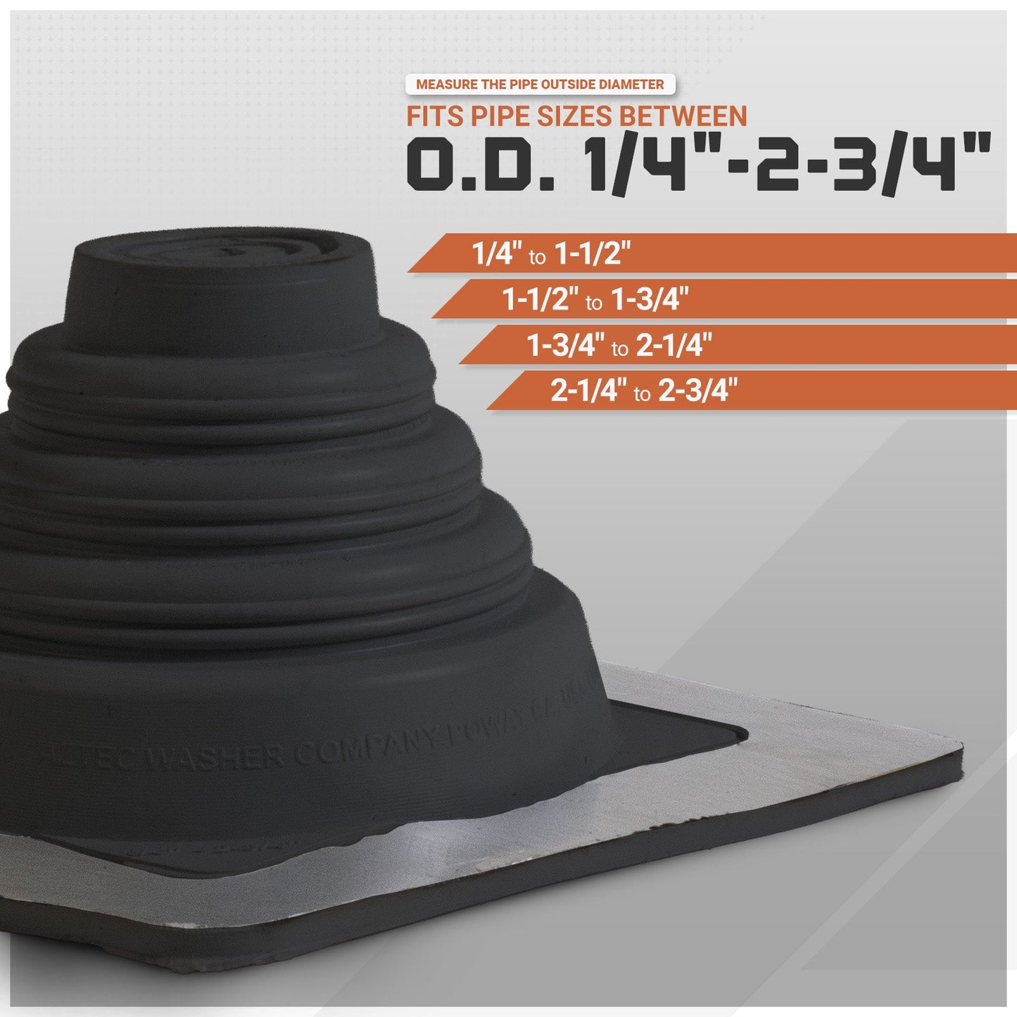 pipe size chart for metal roof boot