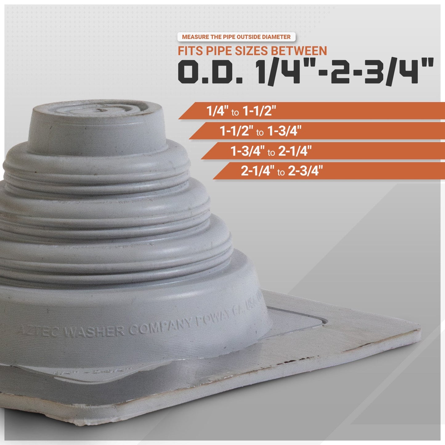 pipe size chart for metal roof boot