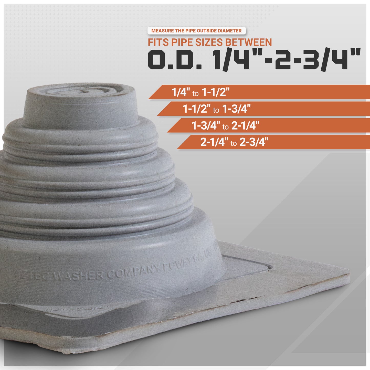 #1 Roofjack Square EPDM Pipe Flashing Boot for Metal Roof, Gray