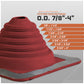 #2 Roofjack Square EPDM Pipe Flashing Boot for Metal Roof, Bright Red