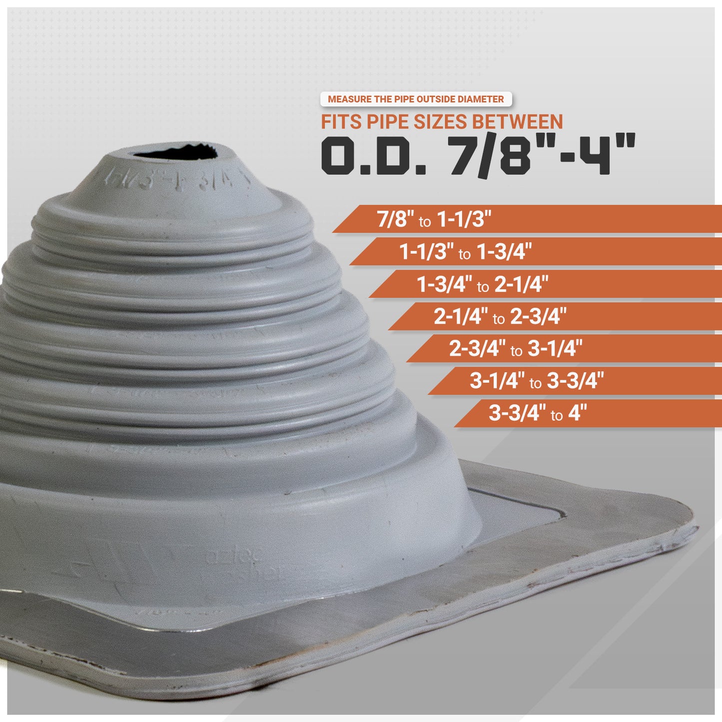 #2 Roofjack Square EPDM Pipe Flashing Boot for Metal Roof, Gray