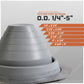 Gray pipe size measurement chart on a white background