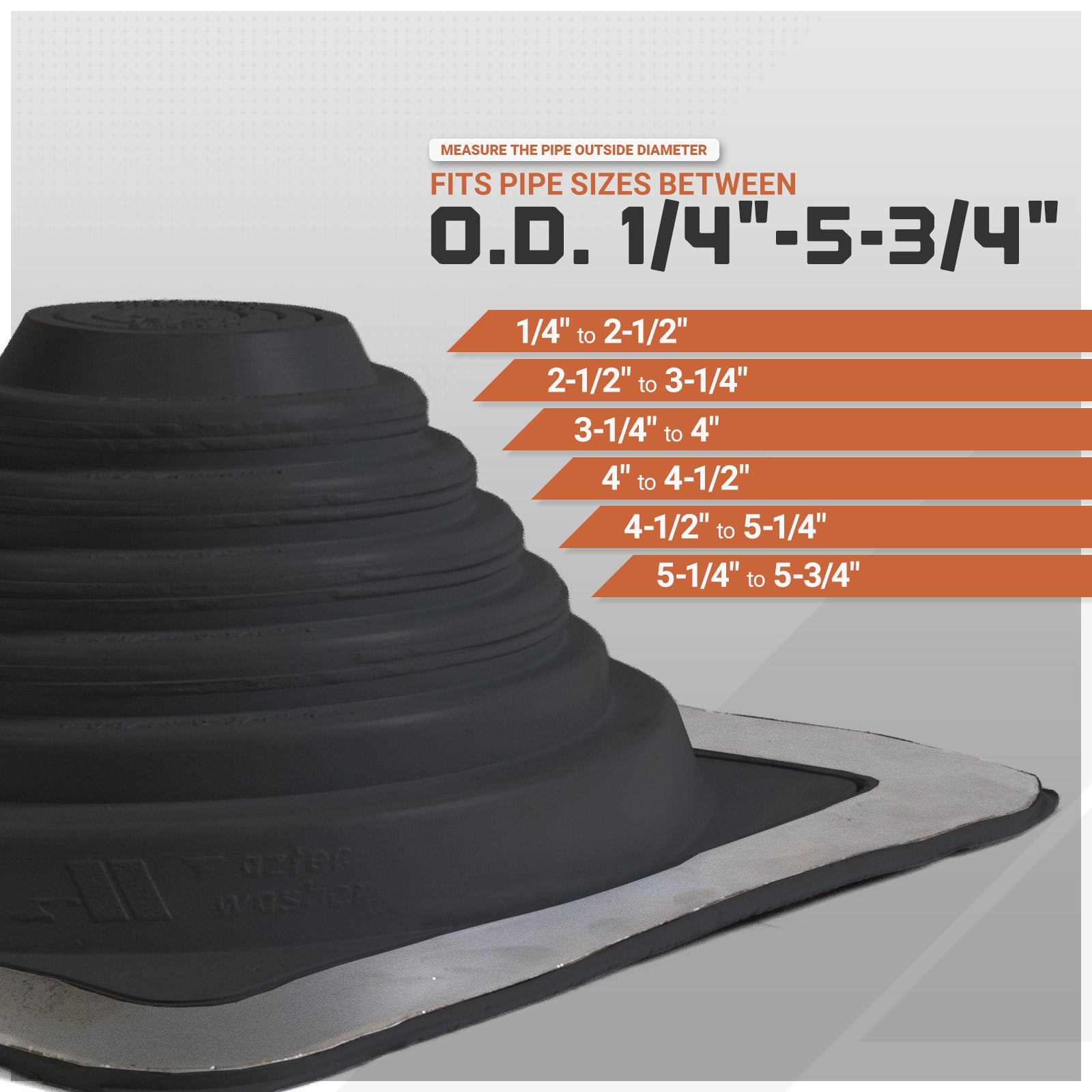 pipe size chart for metal roof boot