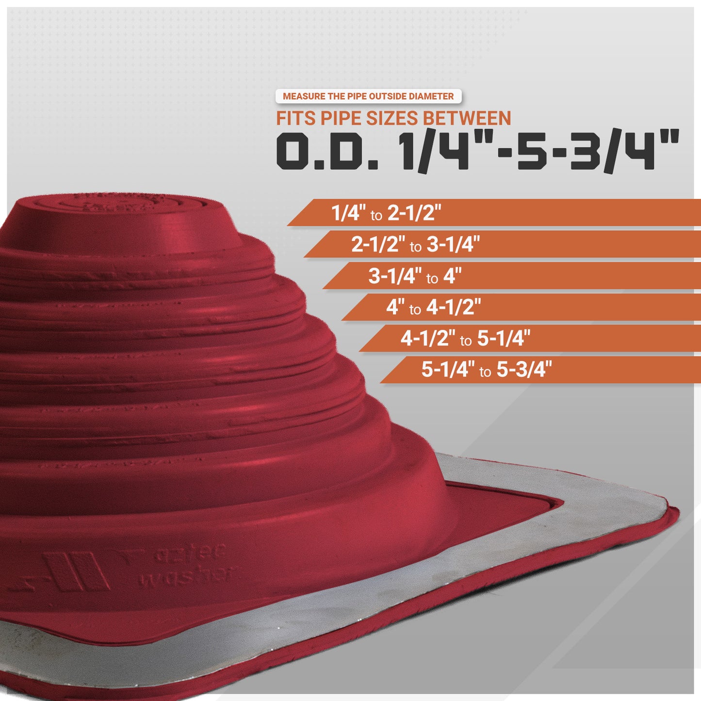 #3 Roofjack Square EPDM Pipe Flashing Boot for Metal Roof, Bright Red