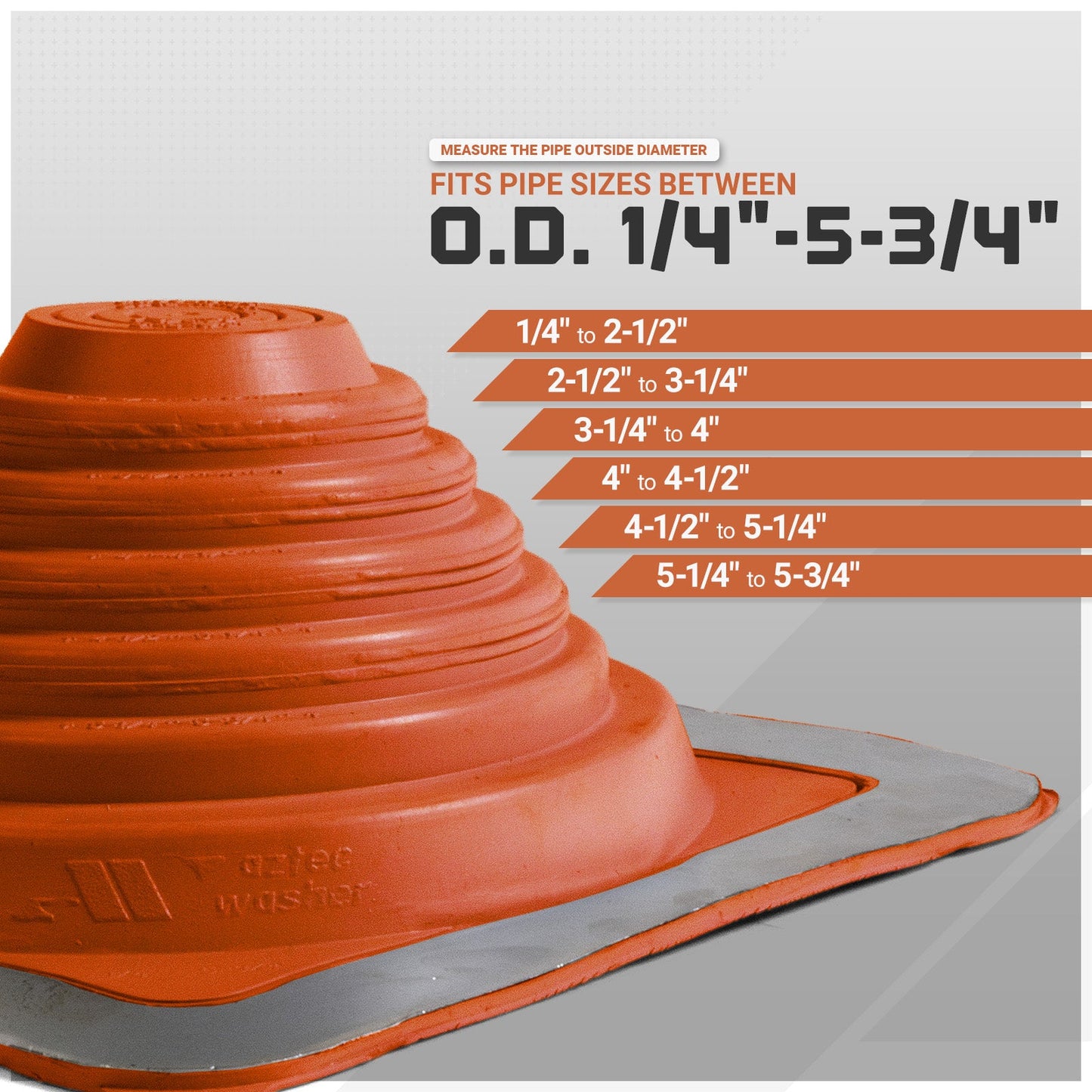 pipe size chart for metal roof boot