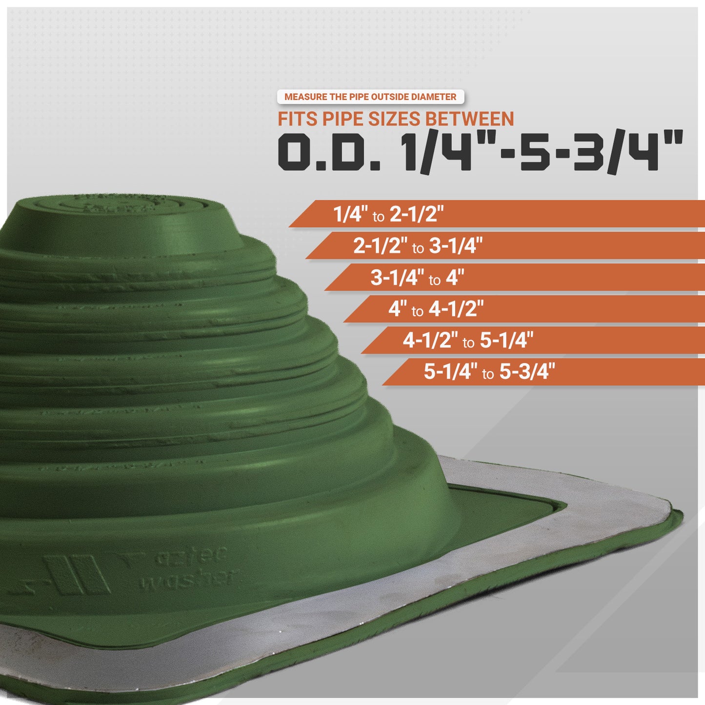 #3 Roofjack Square EPDM Pipe Flashing Boot for Metal Roof, Dark Green