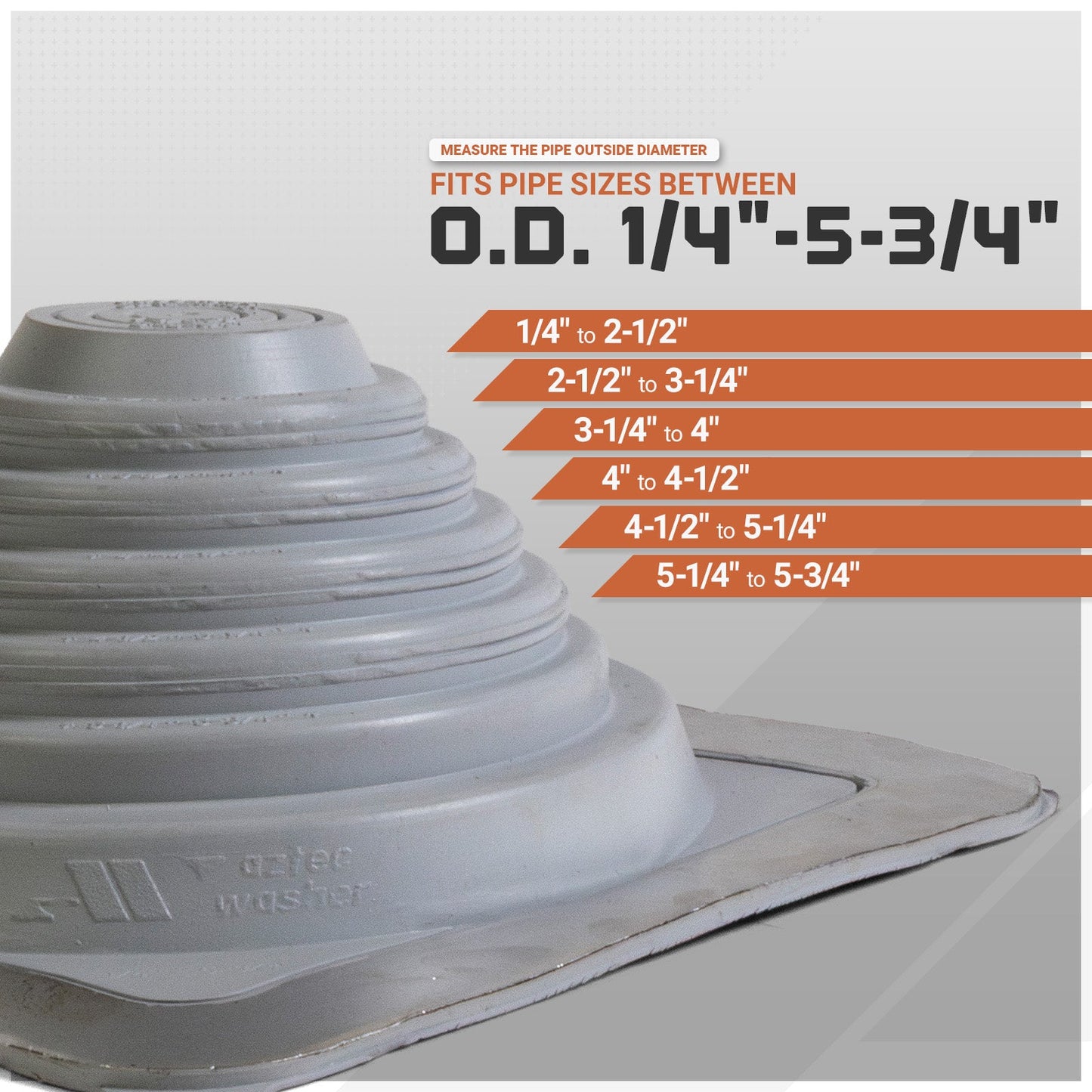 pipe size chart for metal roof boot