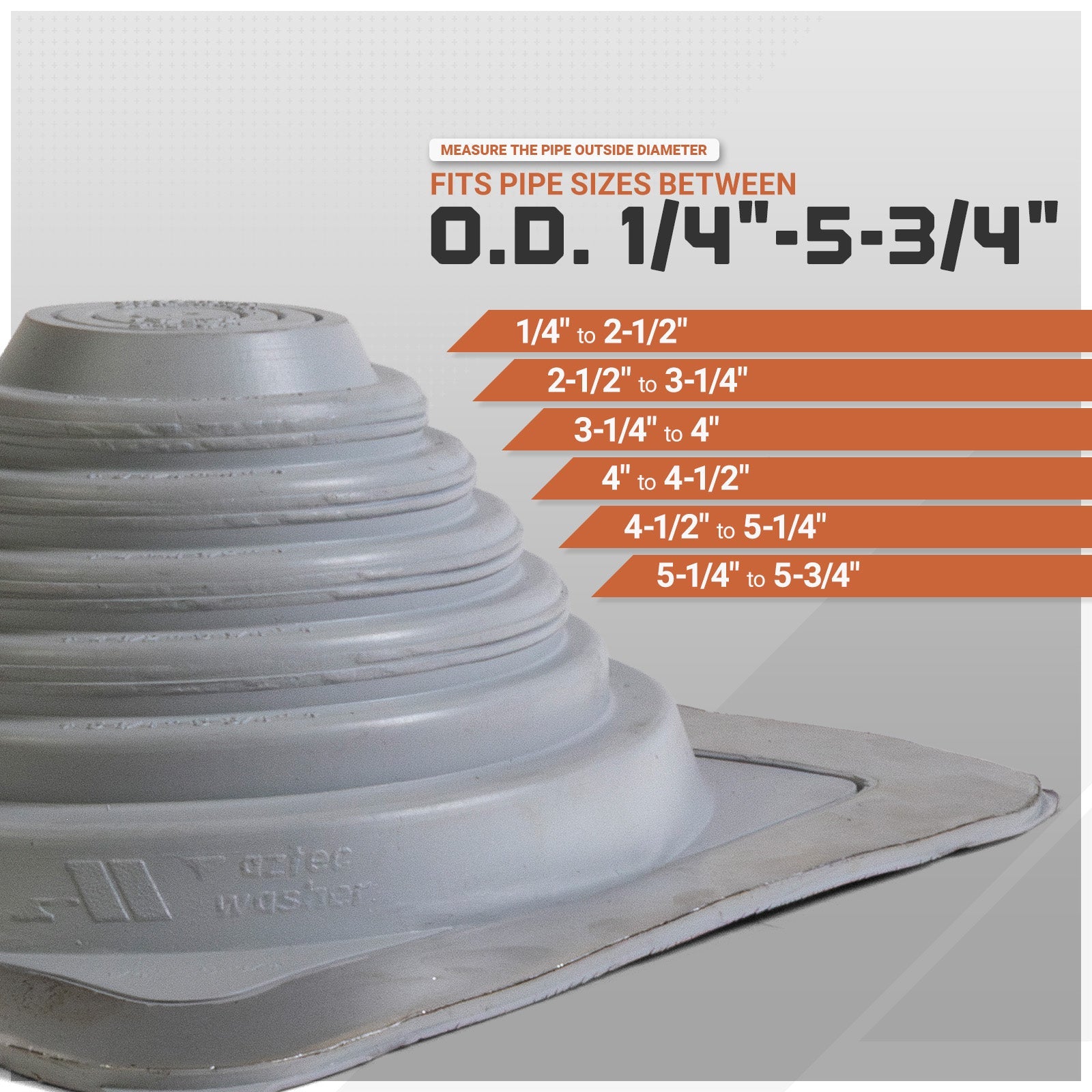 pipe size chart for metal roof boot